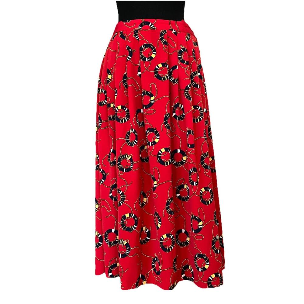 Vintage Talbots Nautical Pleated Skirt Coastal Cruise Red Size 12 Petite Medium